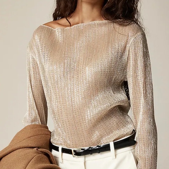 J crew Sheer metallic boatneck top - Picture 1 of 4
